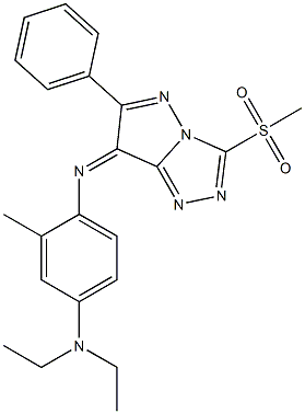 (7Z)-7-[[2-Methyl-4-(diethylamino)phenyl]imino]-3-(methylsulfonyl)-6-phenyl-7H-pyrazolo[5,1-c]-1,2,4-triazole Struktur