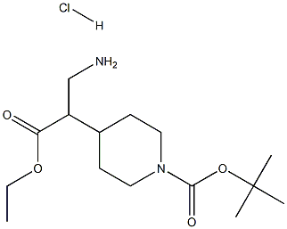 Ethyl3-(1-Boc-piperidine-4-yl)-DL-beta-alaninatehydrochloride Struktur