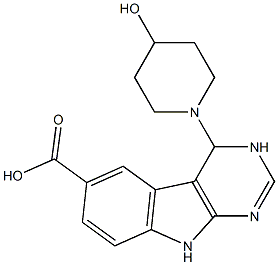 4-(4-hydroxypiperidin-1-yl)-4,9-dihydro-3H-pyrimido[4,5-b]indole-6-carboxylic acid,,结构式