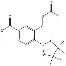 methyl 3-(acetoxymethyl)-4-(4,4,5,5-tetramethyl-1,3,2-dioxaborolan-2-yl)benzoate 化学構造式