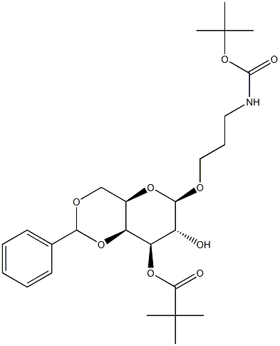 (3-N-BOC-氨基丙基)4,6-O-亚苄基-3-O-新戊酰基-Β-D-吡喃半乳糖苷, , 结构式