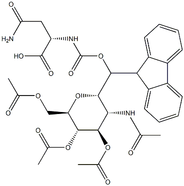 2-Acetamido-3,4,6-tri-O-acetyl-2-deoxy-a-D-glucopyranosyl-Fmoc asparagine Struktur