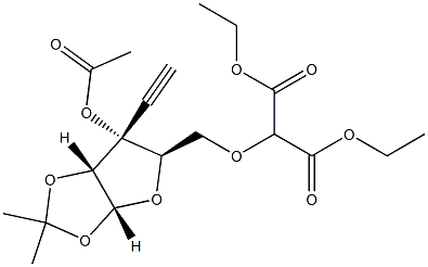 (3AR,5R,6R,6AR)-5-(甲氧基-(2-丙二酸二乙酯))-6-乙酰氧基-6-乙炔基-2,2-O-异亚丙基-ALPHA-D-呋喃木糖 结构式