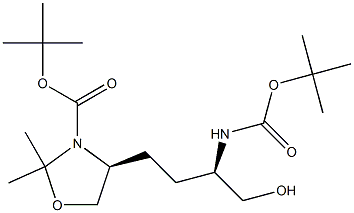 (S)-4-[(R)-3-BOC-2,2-二甲基-4-噁唑烷基]-2-(BOC-氨基)-1-丁醇, , 结构式