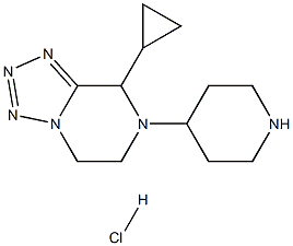 8-cyclopropyl-7-(piperidin-4-yl)-5,6,7,8-tetrahydrotetrazolo[1,5-a]pyrazine hydrochloride 结构式