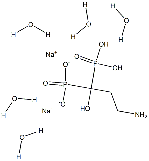 3-amino-1-hydroxypropylidene-1,1-diphosphonic acid disodium pentahydrate Struktur