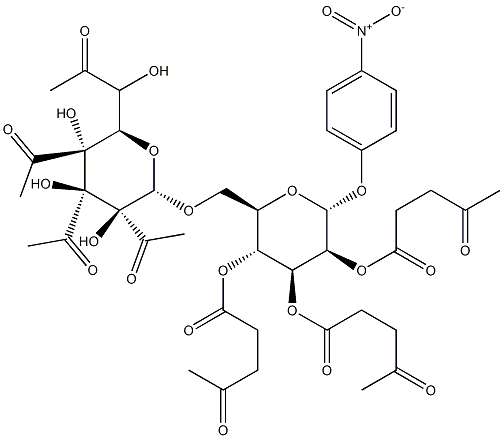 4-Nitrophenyl 6-O-(2,3,4,6-Tetraacetyl-a-D-mannopyranosyl)-2,3,4-tri-O-levulinoyl-a-D-mannopyranoside Structure