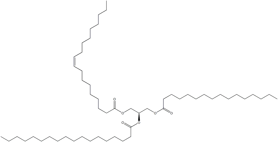 1-hexadecanoyl-2-octadecanoyl-3-(9Z-octadecenoyl)-sn-glycerol Structure