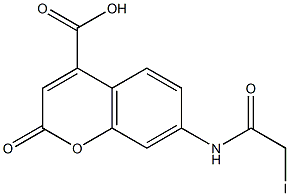 7-(jodoacetamido)coumarin-4-carboxylic acid Struktur