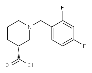 (3R)-1-(2,4-difluorobenzyl)piperidine-3-carboxylic acid 结构式
