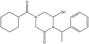 4-(CYCLOHEXYLCARBONYL)-6-HYDROXY-1-PHENYLETHYLPIPERAZINE -2-ONE Structure