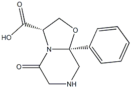 (3S,8AS)-HEXAHYDRO-5-OXO-8A-PHENYL-2H-OXAZOLO[3,2-A]PYRAZINE-3-CARBOXYLICACID Struktur