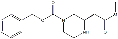 (S)-benzyl 3-(2-methoxy-2-oxoethyl)piperazine-1-carboxylate Struktur