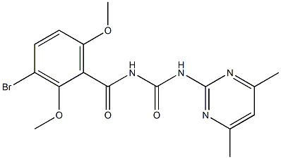 N-(3-bromo-2,6-dimethoxybenzoyl)-N'-(4,6-dimethylpyrimidin-2-yl)urea Struktur