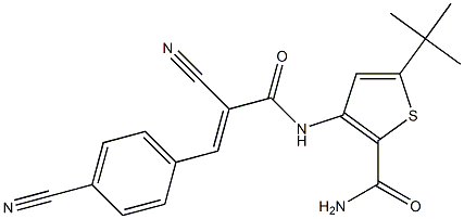 5-(tert-butyl)-3-{[2-cyano-3-(4-cyanophenyl)acryloyl]amino}thiophene-2-carboxamide Structure