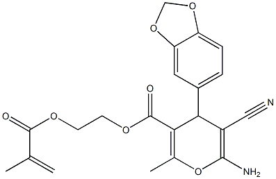 2-(methacryloyloxy)ethyl 6-amino-4-(1,3-benzodioxol-5-yl)-5-cyano-2-methyl-4H-pyran-3-carboxylate Struktur