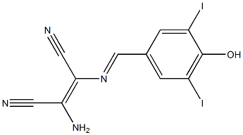 (Z)-2-amino-3-{[(E)-(4-hydroxy-3,5-diiodophenyl)methylidene]amino}-2-butenedinitrile Structure