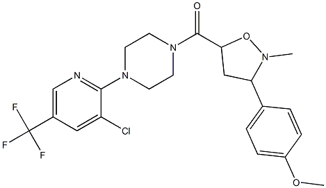 {4-[3-chloro-5-(trifluoromethyl)-2-pyridinyl]piperazino}[3-(4-methoxyphenyl)-2-methyltetrahydro-5-isoxazolyl]methanone Structure