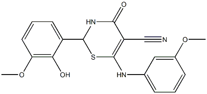 2-(2-hydroxy-3-methoxyphenyl)-6-(3-methoxyanilino)-4-oxo-3,4-dihydro-2H-1,3-thiazine-5-carbonitrile|