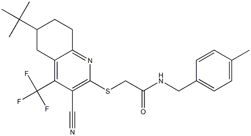 2-{[6-(tert-butyl)-3-cyano-4-(trifluoromethyl)-5,6,7,8-tetrahydro-2-quinolinyl]sulfanyl}-N-(4-methylbenzyl)acetamide