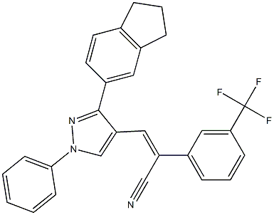 (Z)-3-[3-(2,3-dihydro-1H-inden-5-yl)-1-phenyl-1H-pyrazol-4-yl]-2-[3-(trifluoromethyl)phenyl]-2-propenenitrile Structure