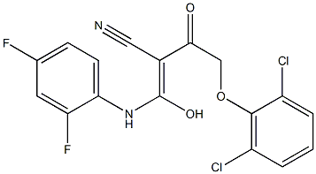 (Z)-2-[2-(2,6-dichlorophenoxy)acetyl]-3-(2,4-difluoroanilino)-3-hydroxy-2-propenenitrile Structure