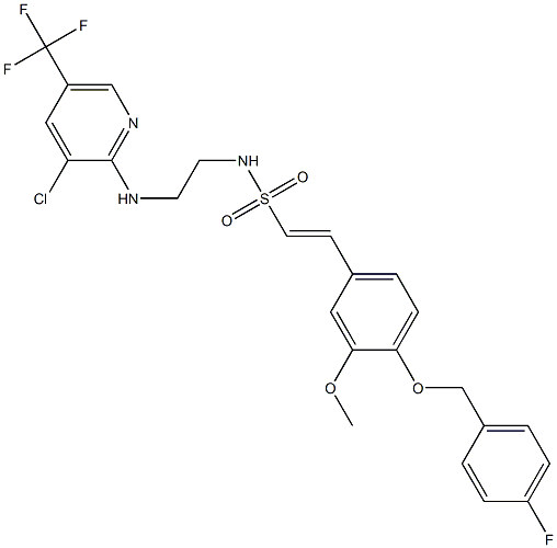 (E)-N-(2-{[3-chloro-5-(trifluoromethyl)-2-pyridinyl]amino}ethyl)-2-{4-[(4-fluorobenzyl)oxy]-3-methoxyphenyl}-1-ethenesulfonamide|