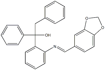 1-{2-[(1,3-benzodioxol-5-ylmethylidene)amino]phenyl}-1,2-diphenylethan-1-ol 化学構造式
