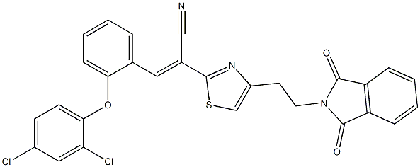 (E)-3-[2-(2,4-dichlorophenoxy)phenyl]-2-{4-[2-(1,3-dioxo-1,3-dihydro-2H-isoindol-2-yl)ethyl]-1,3-thiazol-2-yl}-2-propenenitrile Structure