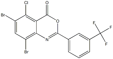 6,8-dibromo-5-chloro-2-[3-(trifluoromethyl)phenyl]-4H-3,1-benzoxazin-4-one Struktur