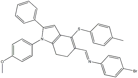  4-bromo-N-((E)-{1-(4-methoxyphenyl)-4-[(4-methylphenyl)sulfanyl]-2-phenyl-6,7-dihydro-1H-indol-5-yl}methylidene)aniline