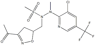N-[(3-acetyl-4,5-dihydro-5-isoxazolyl)methyl]-N'-[3-chloro-5-(trifluoromethyl)-2-pyridinyl]-N'-methylmethanesulfonohydrazide Struktur