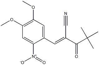 (E)-3-(4,5-dimethoxy-2-nitrophenyl)-2-(2,2-dimethylpropanoyl)-2-propenenitrile Struktur