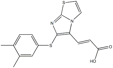 (2E)-3-{6-[(3,4-dimethylphenyl)thio]imidazo[2,1-b][1,3]thiazol-5-yl}acrylic acid Struktur