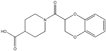 1-(2,3-dihydro-1,4-benzodioxin-2-ylcarbonyl)piperidine-4-carboxylic acid Structure