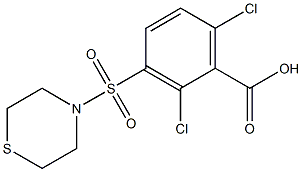 2,6-dichloro-3-(thiomorpholine-4-sulfonyl)benzoic acid Struktur