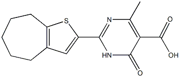 2-{4H,5H,6H,7H,8H-cyclohepta[b]thiophen-2-yl}-4-methyl-6-oxo-1,6-dihydropyrimidine-5-carboxylic acid 结构式