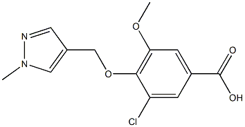 3-chloro-5-methoxy-4-[(1-methyl-1H-pyrazol-4-yl)methoxy]benzoic acid Struktur