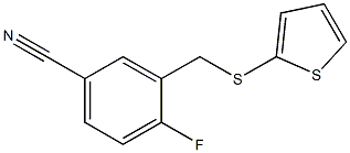 4-fluoro-3-[(thiophen-2-ylsulfanyl)methyl]benzonitrile Struktur