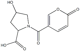 4-hydroxy-1-[(2-oxo-2H-pyran-5-yl)carbonyl]pyrrolidine-2-carboxylic acid Structure