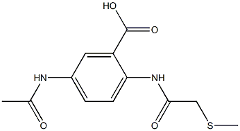 5-acetamido-2-[2-(methylsulfanyl)acetamido]benzoic acid Struktur