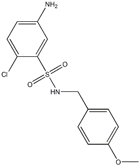 5-amino-2-chloro-N-[(4-methoxyphenyl)methyl]benzene-1-sulfonamide,,结构式