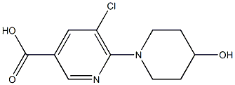 5-chloro-6-(4-hydroxypiperidin-1-yl)pyridine-3-carboxylic acid 化学構造式