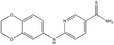 6-(2,3-dihydro-1,4-benzodioxin-6-ylamino)pyridine-3-carbothioamide,,结构式