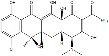 4S(4a,4aa,5a,5aa,6b,12aa)-7-chloro-4-(dimethylamino)-1,4,4a,5,5a,6,11,12a-octahydro-3,6-10,12,12a-pentahydroxy-6-methyl-1,11-dioxo-2-naphthacene carboxamide 结构式