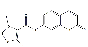 4-Isoxazolecarboxylic  acid,  3,5-dimethyl-,  4-methyl-2-oxo-2H-1-benzopyran-7-yl  ester Struktur