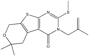 6,6-dimethyl-3-(2-methyl-2-propenyl)-2-(methylsulfanyl)-3,5,6,8-tetrahydro-4H-pyrano[4',3':4,5]thieno[2,3-d]pyrimidin-4-one