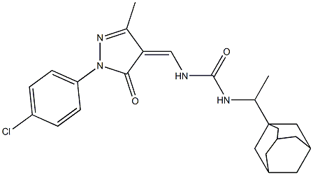 N-[1-(1-adamantyl)ethyl]-N'-{[1-(4-chlorophenyl)-3-methyl-5-oxo-1,5-dihydro-4H-pyrazol-4-ylidene]methyl}urea Struktur
