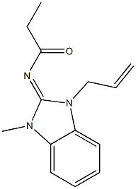 N-(1-allyl-3-methyl-1,3-dihydro-2H-benzimidazol-2-ylidene)propanamide 化学構造式