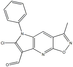 6-chloro-3-methyl-5-phenyl-5H-isoxazolo[5,4-b]pyrrolo[2,3-e]pyridine-7-carbaldehyde Structure